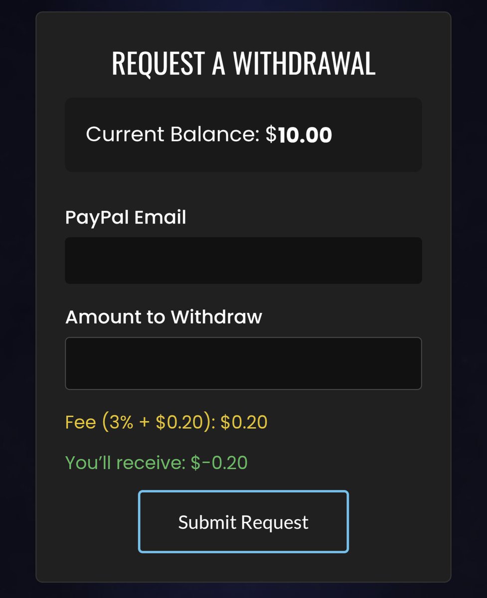 Why get robbed to play wagers, When you can play on ESR hassle free 😍
Processing fee consists of only Transfer fees! 💥
We also don't take fees on matches played 😎
Withdrawal fee Only 3% + $0.20 only to cover Website Expenses to Run 🤑
Sign up now on EsportRivals.com