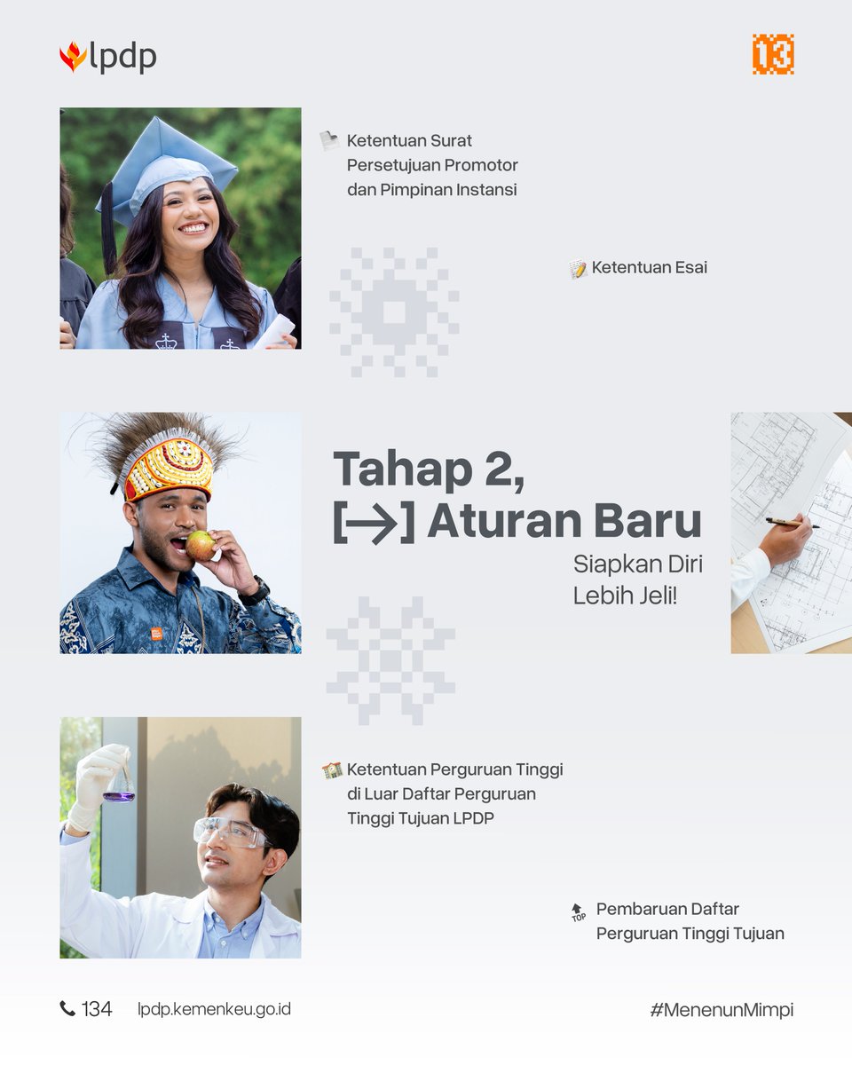 🚨 Masih ada waktu📢

Penting buat pejuang #BeasiswaLPDP Tahap Kedua‼️

Seleksi Tahap 2 LPDP 2025 hadir dengan sejumlah update penting:

 📌 Format esai komitmen berubah
 📌 Syarat surat promotor &amp; pimpinan organisasi (S3)
 📌 Aturan kampus di luar daftar LPDP
 📌 Daftar kampus