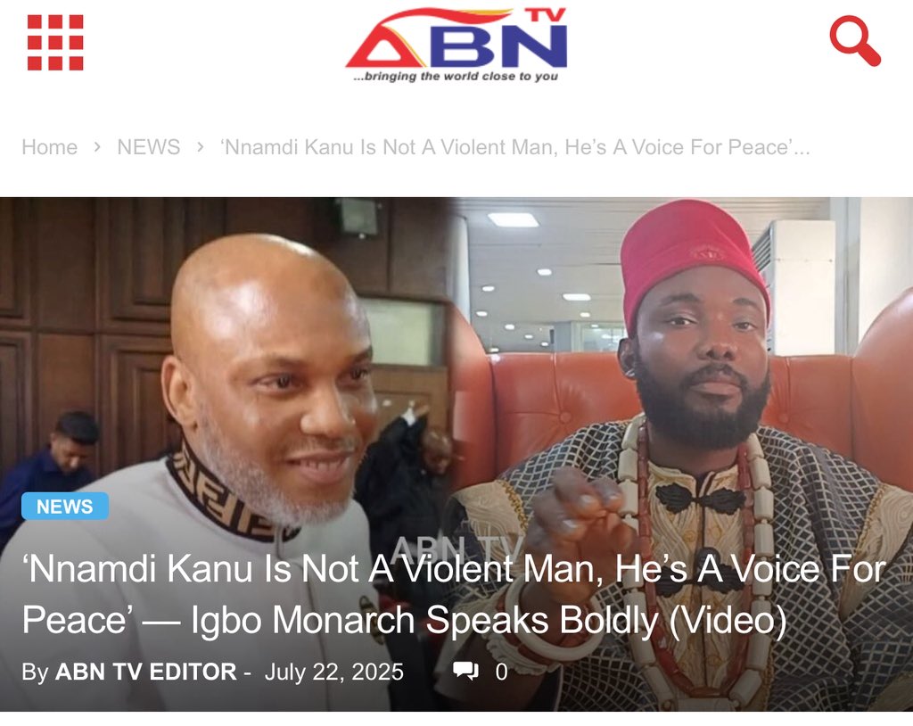 AloyEjimakor's tweet image. “Describing Kanu as ‘the heart of the Igbo people’, Ozo Mba maintained that his release would help address growing insecurity, farmer displacement and violent attacks by suspected herdsmen in Igbo land.” - ABNtv