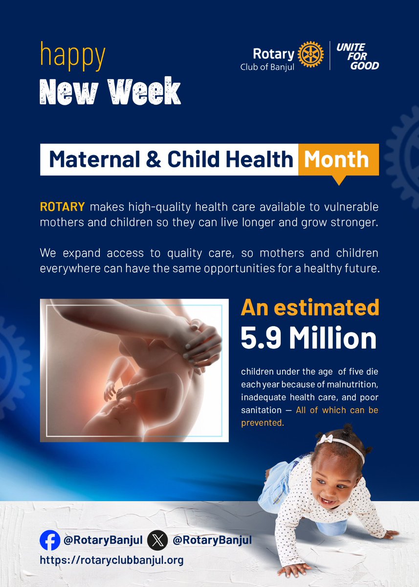 RotaryBanjul's tweet photo. An estimate 5.9million children under the age of 5 die each year because of malnutrition, inadequate health-care and poor sanitation.
#rotaryinternational #District9101 #RotaryClubofBanjul #UniteForGood https://t.co/VeOZNYJ9BL