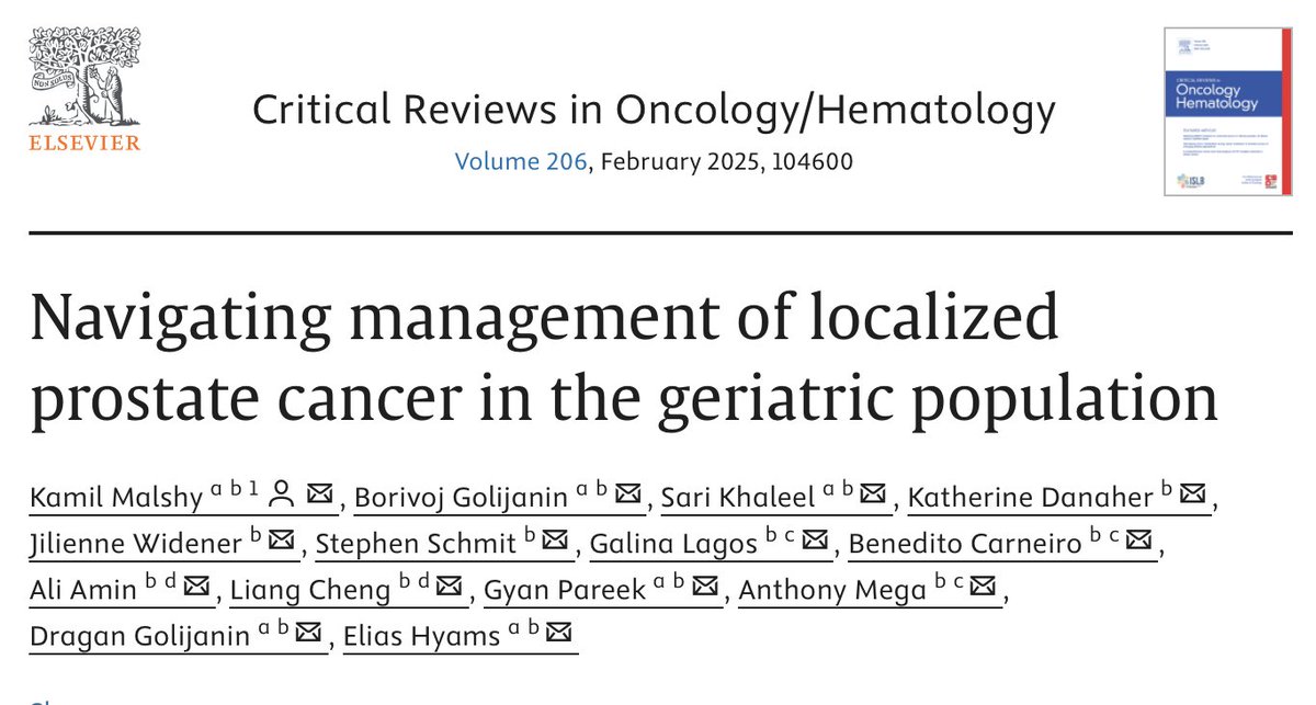 TheFocalTC's tweet image. paper explores challenges in balancing early detection and treatment of clinically significant disease with avoiding over-detection and overtreatment of slow-growing tumors in an elderly population @JGeriOnc sciencedirect.com/science/articl…