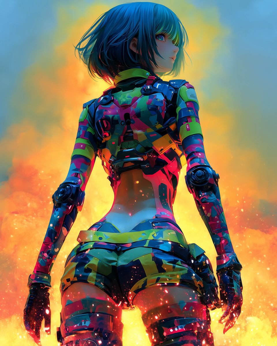 SHIROINU1515828's tweet photo. #AIart #Cyberpunk #FireAndSteel #MechaGirl #DigitalIllustration https://t.co/gRwIWpzSNe