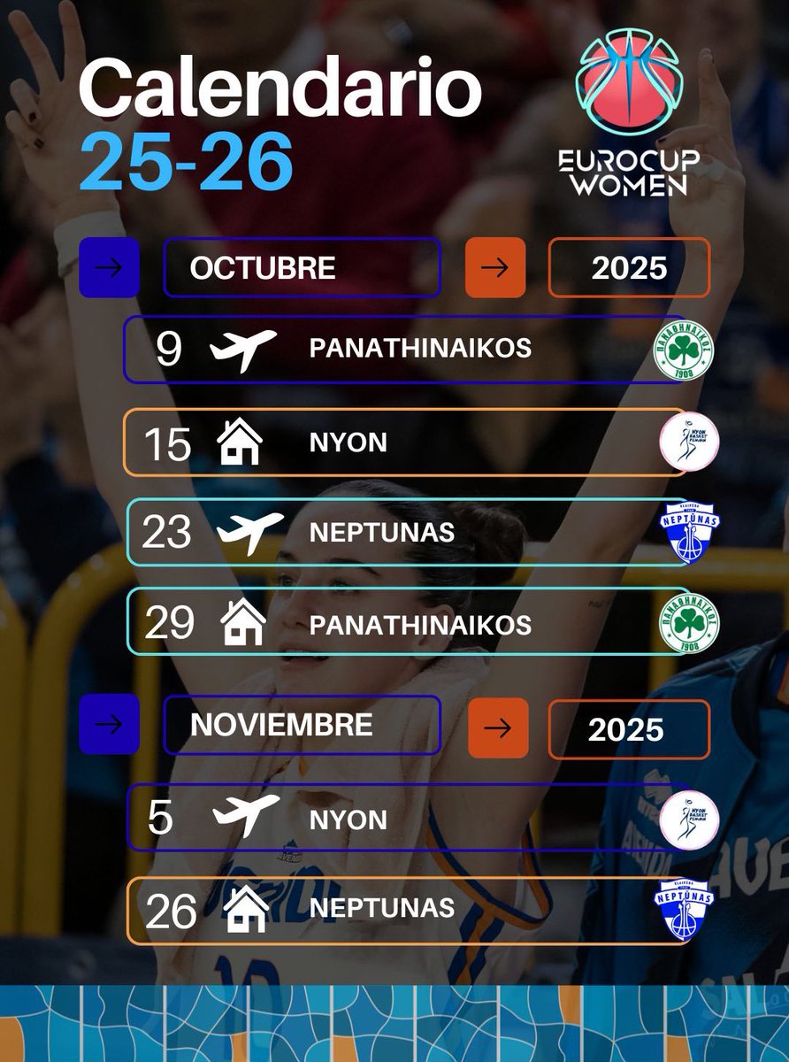 CBAvenida's tweet image. CALENDARIO #EurocupWomen
Nuestro camino en Europa…
🇬🇷 🇱🇹 🇨🇭
*PENDIENTE CONFIRMACIÓN y sujeto a modificaciones