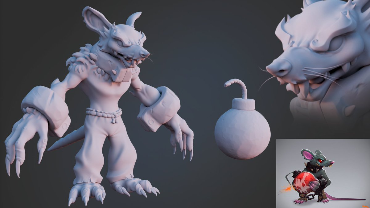 enio_ein's tweet image. My progress on the fanart βRatβ where I decided to make something small.
Based on the concept "Clutch - Bomber Rat" by @TurpoTime
#stylized #fanart #clutch