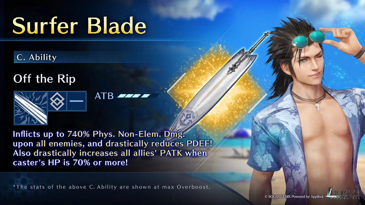 FFVII_EC_EN's tweet image. Check out Zack's Surfer Blade!
Get this Zack-Exclusive Weapon from Zack New Weapon Featured Draw!
#FF7EC #FF7EverCrisis #FF7