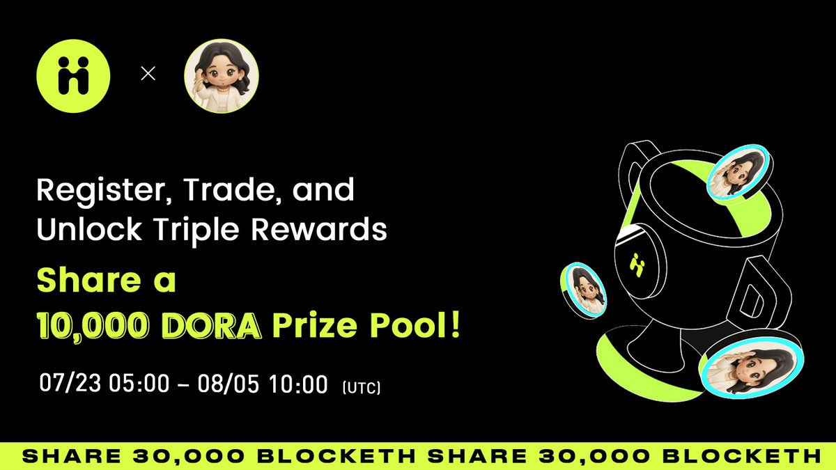 HIBTGlobal's tweet image. 🎁 Hibt Invitation Carnival: Register & Trade to Trigger Triple Rewards and Share 10,000 DORA!
⚖️ Trade: hibt.com/trade/DORA-USDT
✉️ Details: support.hibt.com/hc/en-us/artic…
#DORA #CryptoGiveaway #CryptoGem #HibtSpot
