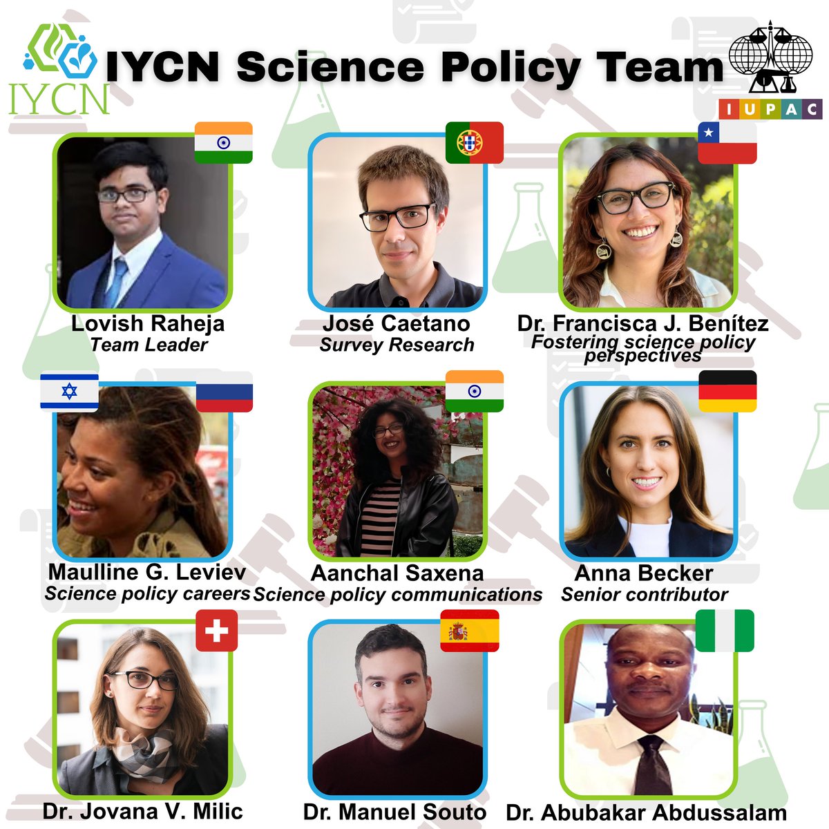 IntlYoungerChem's tweet image. 🚨Say hello to the IYCN Science Policy Team!
They're the minds linking chemistry & policy to build a more sustainable future 🧪📜
From global webinars to impactful research, this team turns science into action 💡
#IYCN #SciencePolicy #ChemTwitter #SciComm #Sustainability