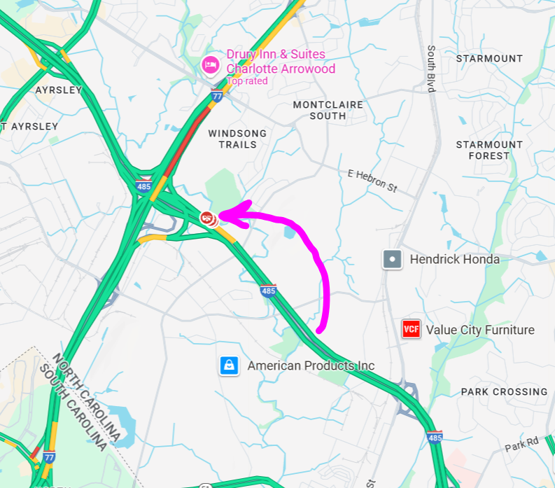 Clt_TrafficGuy's tweet photo. 💥I-485 Inner Loop approaching I-77 #Pineville,
a crash has been reported.
#Charlotte_Traffic #Clt #NC #SC https://t.co/LwwPWJIouO