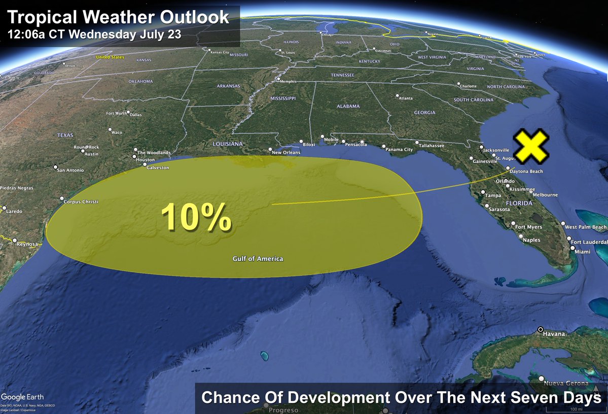 spann's tweet image. TROPICS: A trough of low pressure on the southern end of a frontal boundary is located just offshore of the Southeastern U.S. coast and is associated with a broad area of disorganized showers and thunderstorms.
Over the next few days, this system is forecast to move…