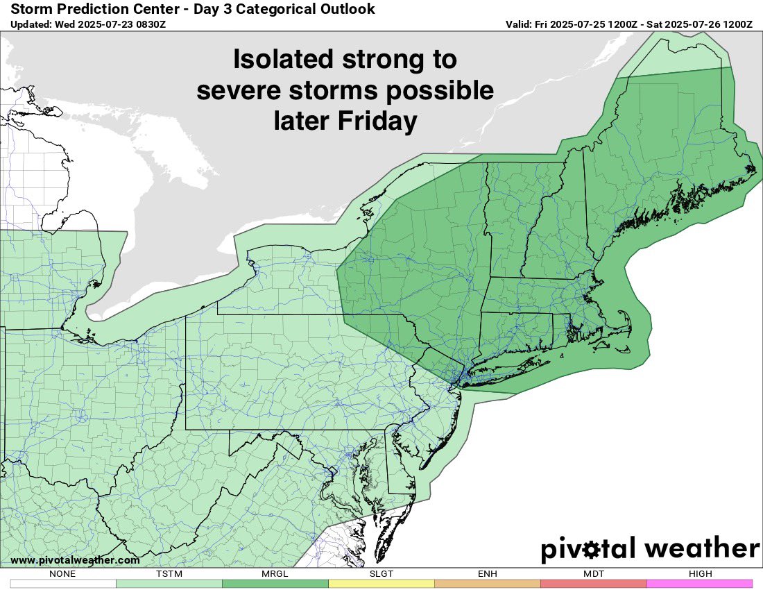 Eweather13's tweet image. ⚠️Friday: 🌤️⛈️🌬️ Mostly sunny, hot and oppressively humid. Isolated afternoon/evening hit or miss thunderstorms. Some storms may be strong to severe. Highs in the low to mid 90s, except 80s at the SE beaches. Breezy SW winds. The heat index will surpass 100° in spots inland. At a…