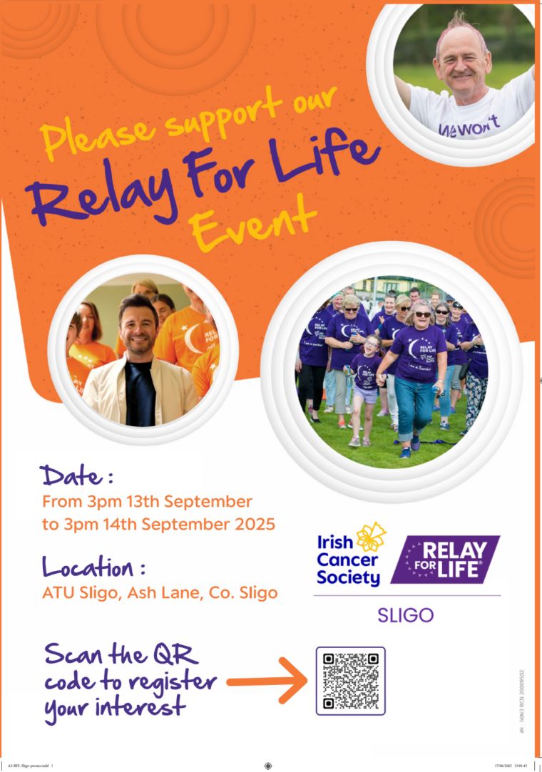 HSE_West_NWest's tweet image. Best of luck to the Irish Cancer Society on their Relay for Life event in Sligo on September 13th and 14th. Participation details are below.