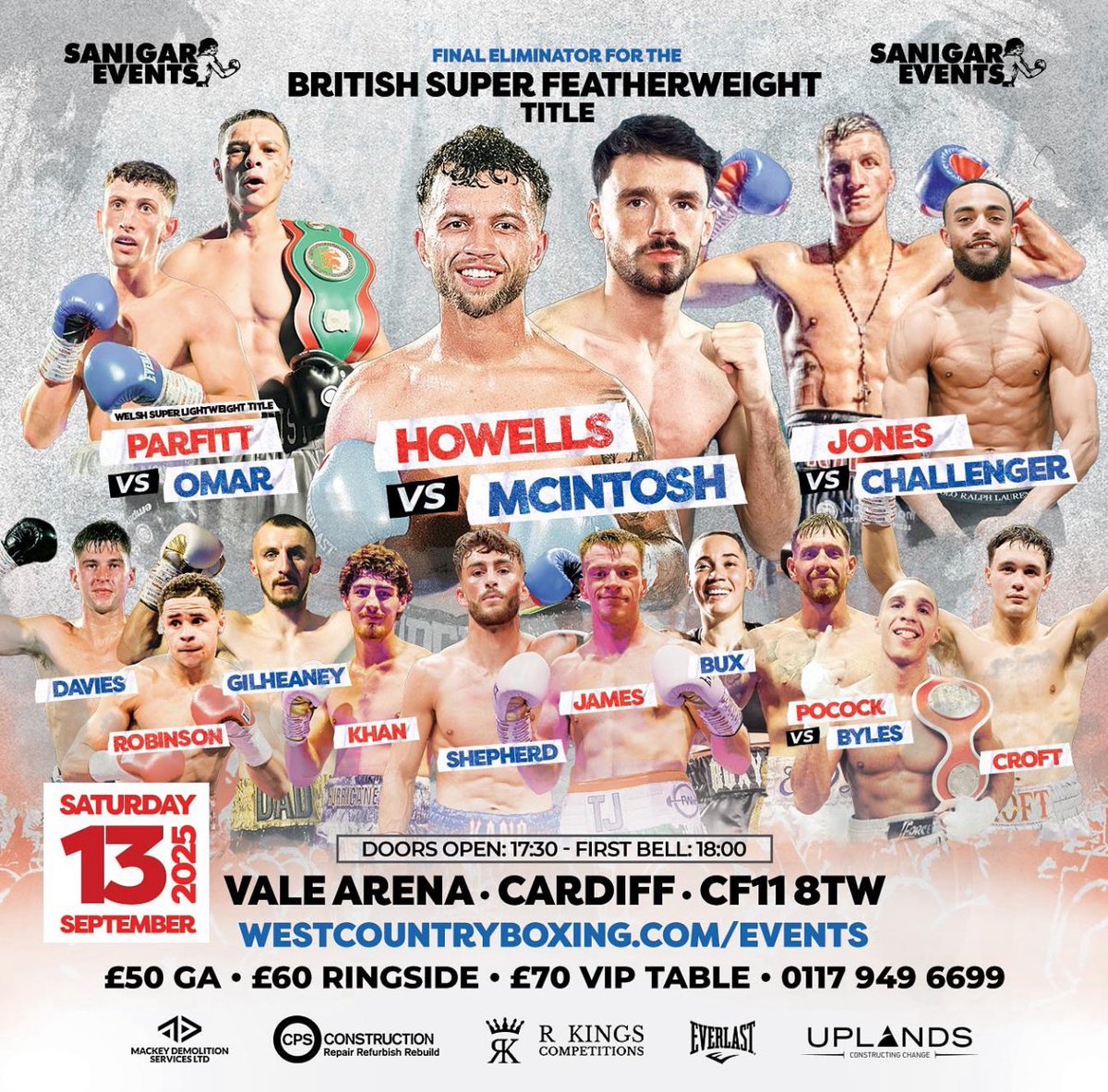 ThePunchersPod's tweet image. 𝗪𝗛𝗔𝗧 𝗔 𝗖𝗔𝗥𝗗!!
On the undercard of Nathan Howells and Conor McIntosh’s British title final eliminator Lewys Parfitt will take on Rashid Omar for the Welsh super lightweight title.
Whilst Kyran Jones takes on former Midlands Area champion CJ Challenger over six rounds.