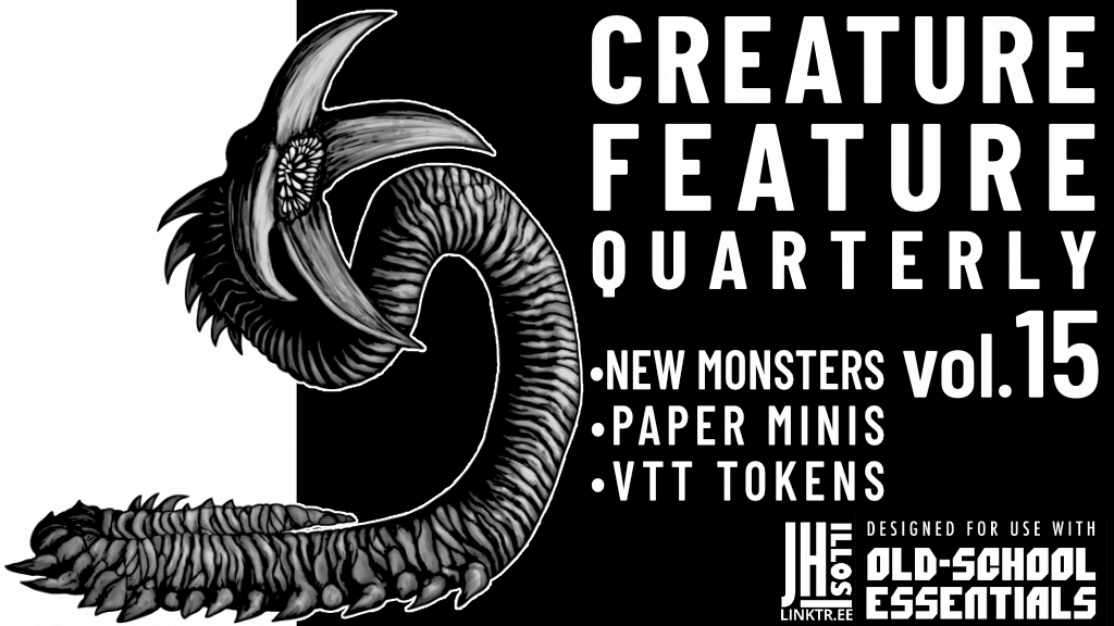 jeremyhartillos's tweet image. Creature Feature Quaterly Vol.15 for Old School Essentials is live on KS. An eclectic mix of mutants, aliens and assorted cryptids. #OSE #BXdnd #OSR 
kickstarter.com/projects/39737…