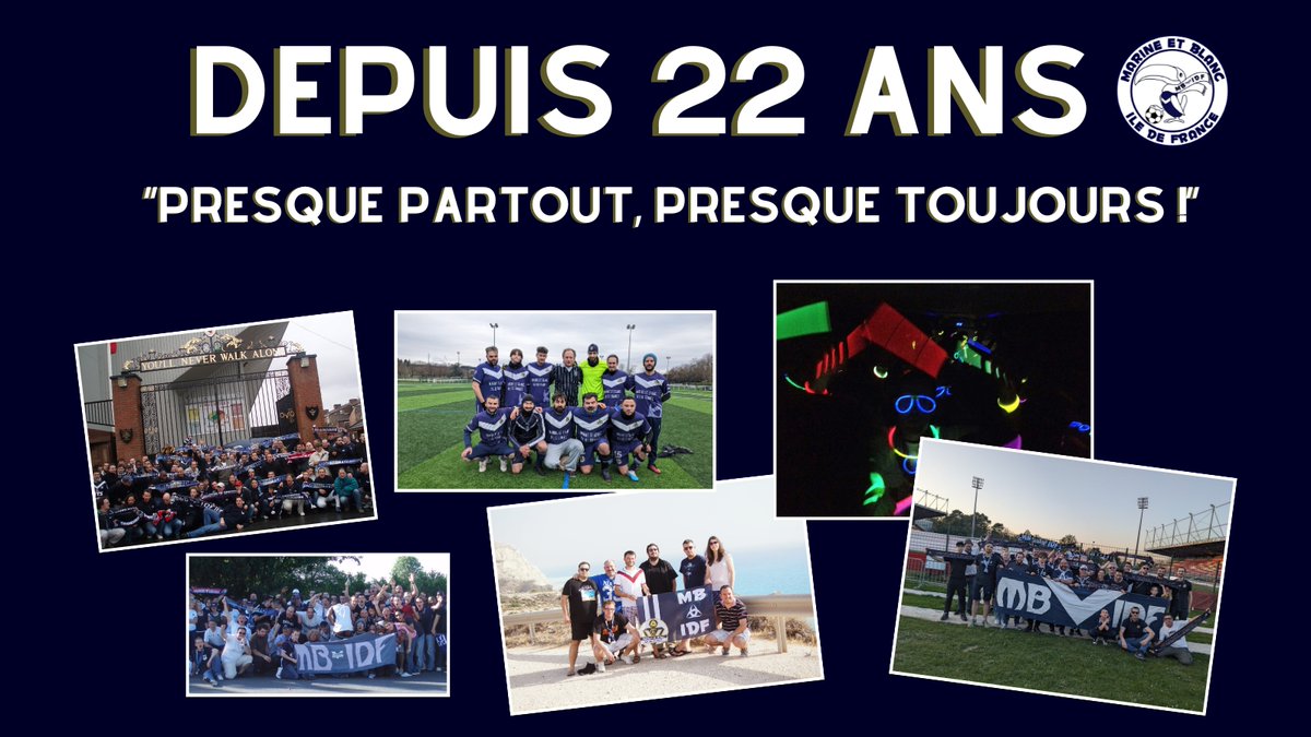MBIDF's tweet image. L'asso Marine et Blanc Île-de-France fête ses 22 ans aujourd'hui ! 

En effet, le 23/07/2003 a marqué le début d'une aventure incroyable : déplacements mémorables, section foot, et des souvenirs gravés à jamais!
Salut à tous nos membres passés et actuels! 

#MBIDF #Girondins