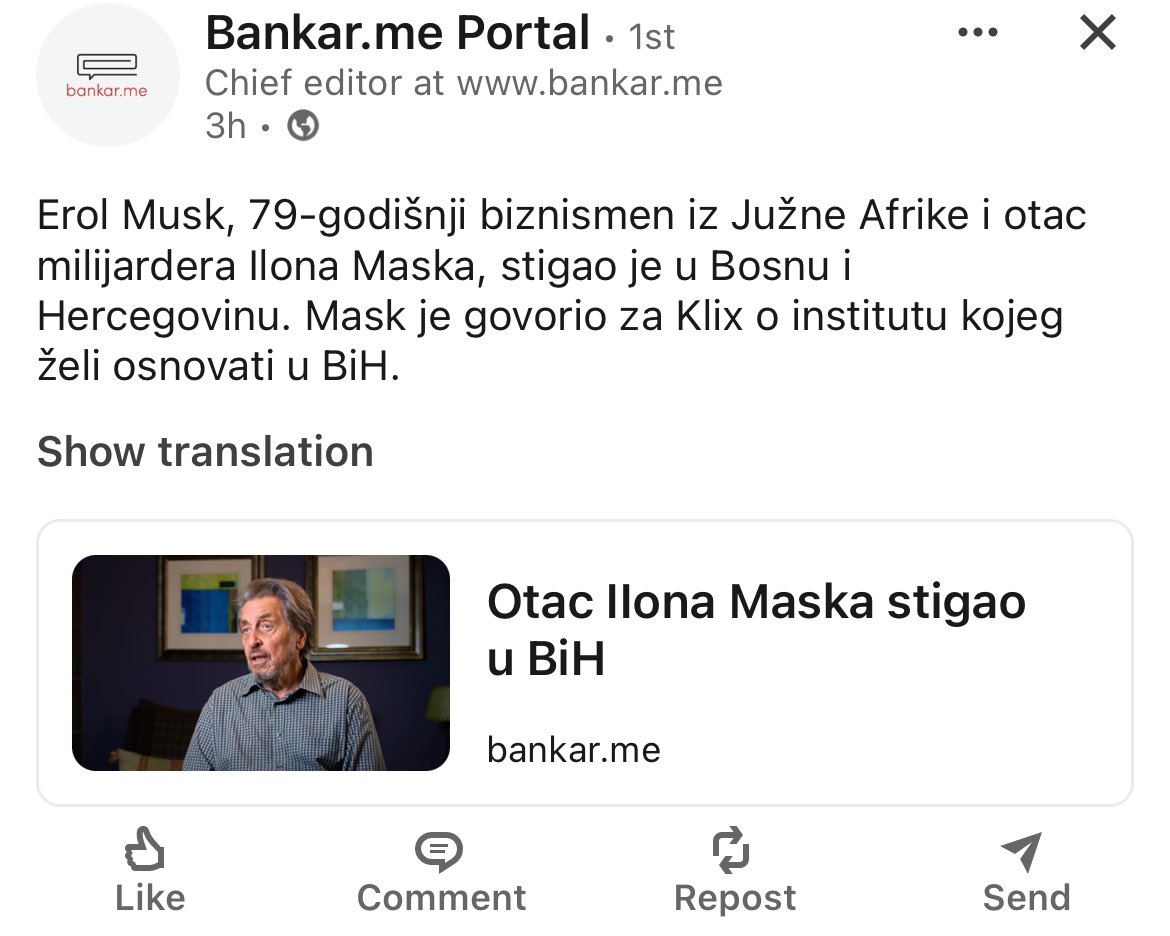 Elon Mask? On je iz R Srpske ako se ne varam?
