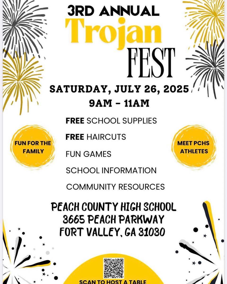 peachschools's tweet image. Don’t miss our 3rd Annual Trojan Fest! Fun for the whole family!
We hope all of our Peach County families will be there!