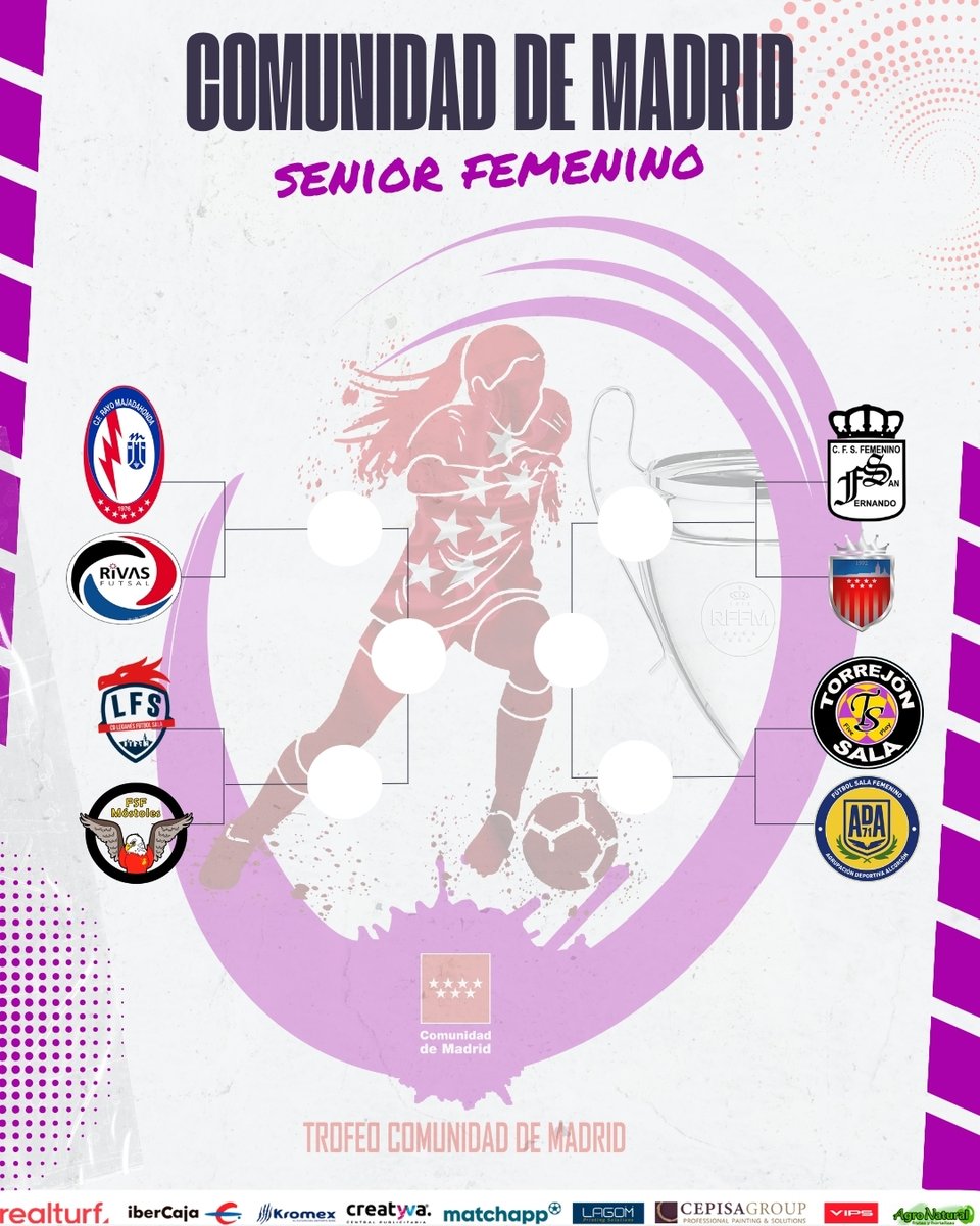 Comité de Fútbol Sala - RFFM (@rffm_futbolsala) on Twitter photo 🏆TROFEO COMUNIDAD DE MADRID SENIOR FEMENINO
🔴⚪️ Así ha quedado el sorteo del Trofeo Comunidad de Madrid Senior Femenino 25-26
<a href="/RMajadahondaFS/">Rayo Majadahonda Fútbol Sala</a>-<a href="/cdrivasfutsalfe/">C.D. Rivas Futsal Femenino</a>
<a href="/CDLeganesFS_Fem/">C.D. Leganés Fútbol Sala Femenino</a> - <a href="/FSFMostoles/">MRB MÓSTOLES FSF</a>
<a href="/NaranjaSanfer/">C.F.S. Femenino San Fernando</a> - <a href="/futsi_atletico/">Futsi Atlético Navalcarnero</a>
<a href="/torrejonsala/">Torrejón Sala</a> - <a href="/ADAlcorconFSF/">A.D. Alcorcón F.S.F.</a> 🏆TROFEO COMUNIDAD DE MADRID SENIOR FEMENINO
🔴⚪️ Así ha quedado el sorteo del Trofeo Comunidad de Madrid Senior Femenino 25-26
<a href="/RMajadahondaFS/">Rayo Majadahonda Fútbol Sala</a>-<a href="/cdrivasfutsalfe/">C.D. Rivas Futsal Femenino</a>
<a href="/CDLeganesFS_Fem/">C.D. Leganés Fútbol Sala Femenino</a> - <a href="/FSFMostoles/">MRB MÓSTOLES FSF</a>
<a href="/NaranjaSanfer/">C.F.S. Femenino San Fernando</a> - <a href="/futsi_atletico/">Futsi Atlético Navalcarnero</a>
<a href="/torrejonsala/">Torrejón Sala</a> - <a href="/ADAlcorconFSF/">A.D. Alcorcón F.S.F.</a>