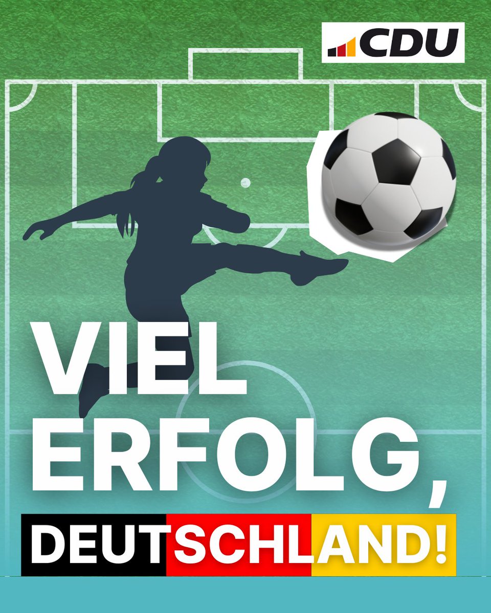 CDU's tweet image. ⚽️🇩🇪 Mit beeindruckendem Kampfgeist haben sich die DFB-Frauen ins Halbfinale der Europameisterschaft in der Schweiz gespielt. Unsere Daumen für das Spiel heute Abend gegen Spanien sind gedrückt. Viel Erfolg @DFB_Frauen und wir sehen euch hoffentlich nochmal am Sonntag in Basel!…