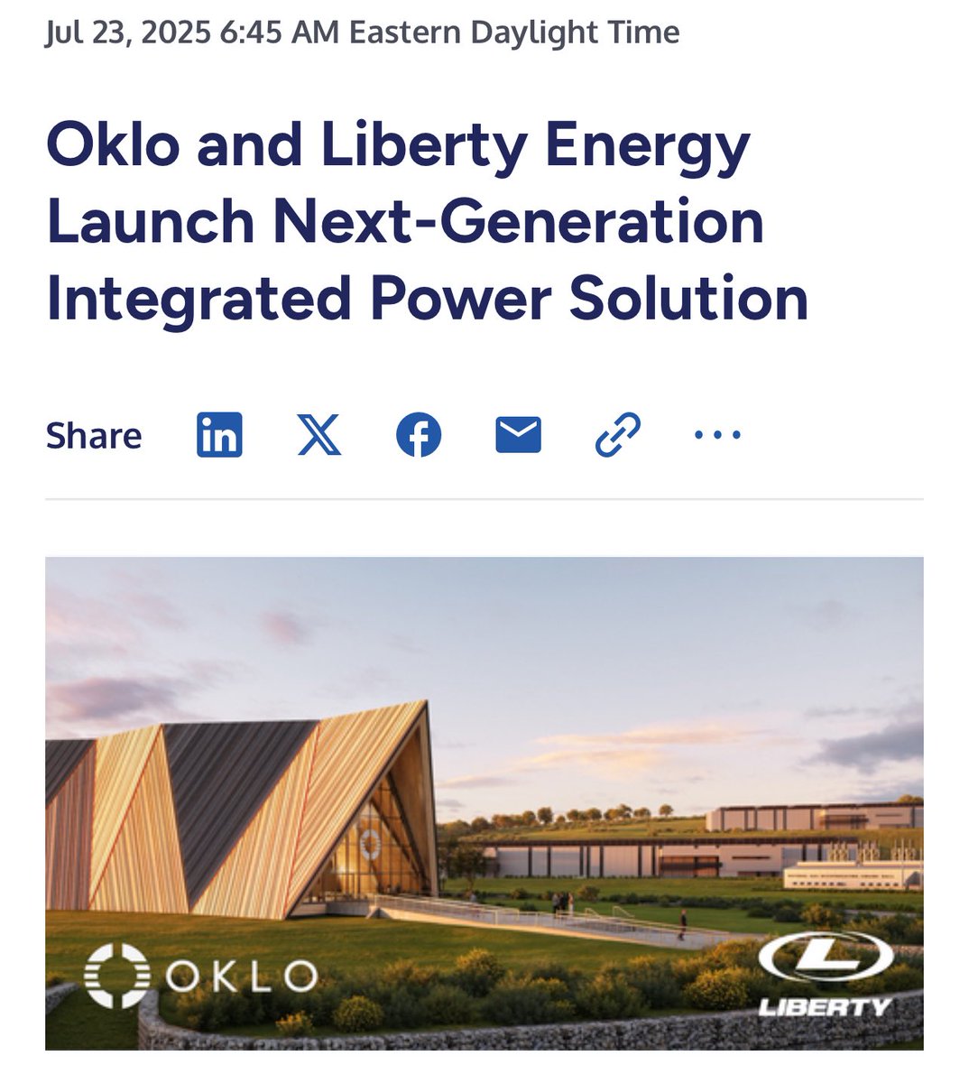 HWLinvest's tweet image. 📢 Oklo inleder strategiskt partnerskap med Liberty Energy för att lansera nästa generations kraftlösning - designad för energiintensiva branscher som datacenter, tillverkningsindustri, elnät och oljeservice.
🛠️ Vem är Liberty?
Ett ledande amerikanskt oljeservicebolag med…