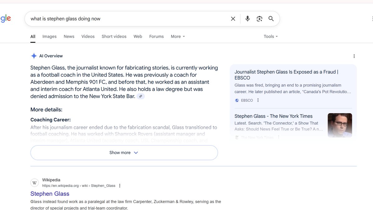 marcowenjones's tweet image. It's kind of fitting that AI thinks that the fraud journalist Stephen Glass is now a football coach. Game recognise game.