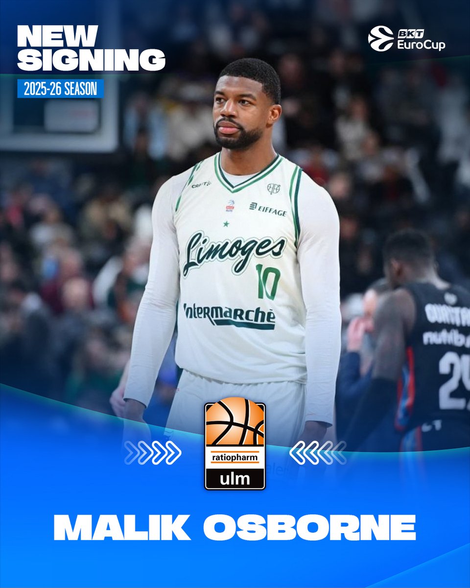 EuroCup's tweet image. Malik Osborne is the newest addition to the @ratiopharmulm roster! ✍️
📄 Read more: euroleaguebasketball.net/en/eurocup/new…