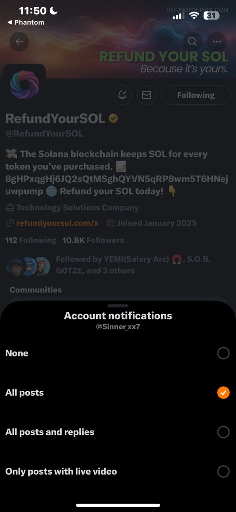 Sinner_xx7's tweet image. All done @RefundYourSOL  my  link  $RYS

refundyoursol.com/D136EC24D3BCD9…

I’m tagging my friends @SOB_BNXN @Web3Guyy3 @DijaKatt @Jayrock_xxx @defnottrace 

7dnpyC9N4gD3MT4nVV3r9sXKaV4DS6HFcfu4NW345DHR