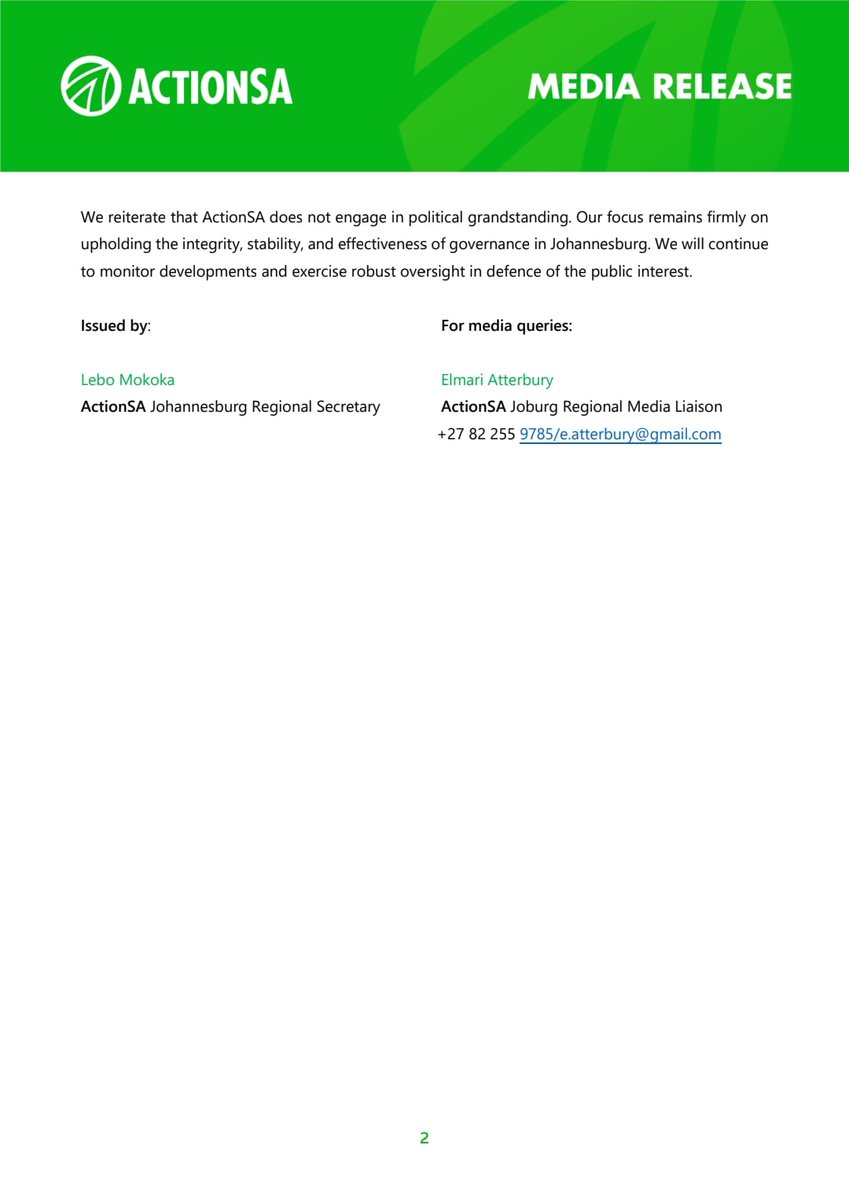 COJactionsaREC's tweet image. ActionSA implores Mayor Morero to fill the vacancies left in his Mayoral Committee with haste. The City cannot afford key positions like Finance and Transport to be left unattended. Residents deserve a City that is running smoothly on all cylinders.