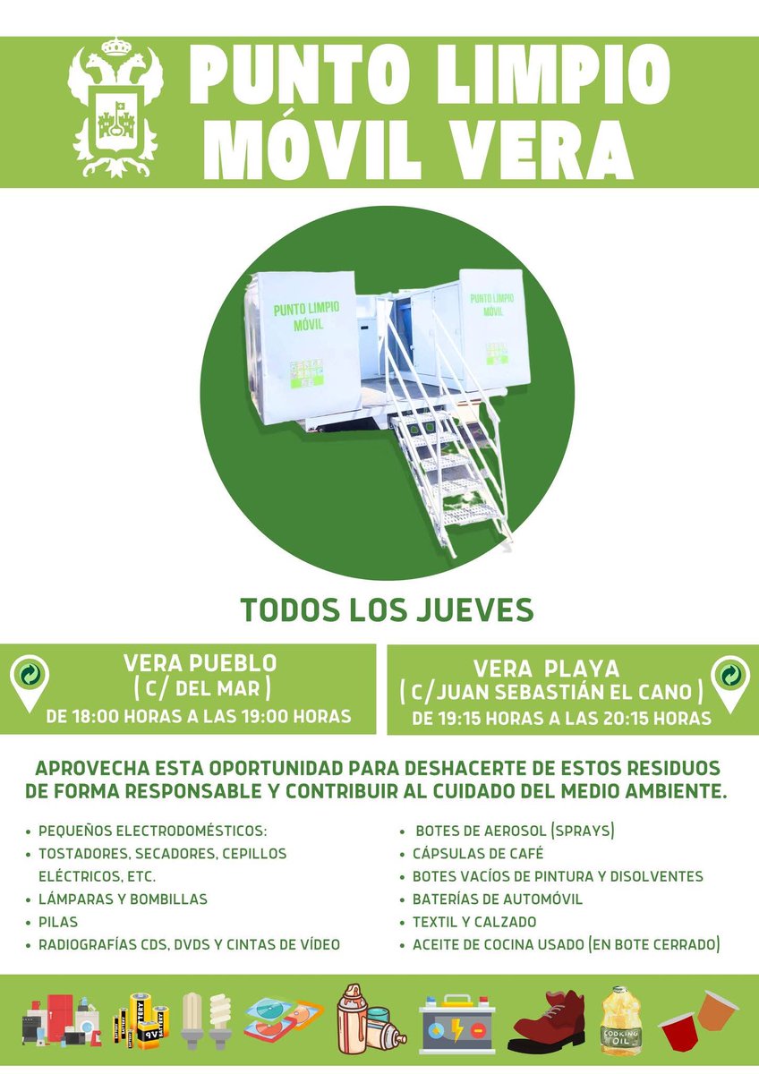 😫 ¿Cansado de sufrir que los contenedores de basura siempre rebosan, están rotos o rodeados por enseres?
😀 Veraplayazul te anima a recibir con tus residuos o con tu "sincero" aplauso al punto limpio móvil y decir: 

🔊 ¡Basta! 

🔊 ¡Ya está bien de pagar más y recibir menos!