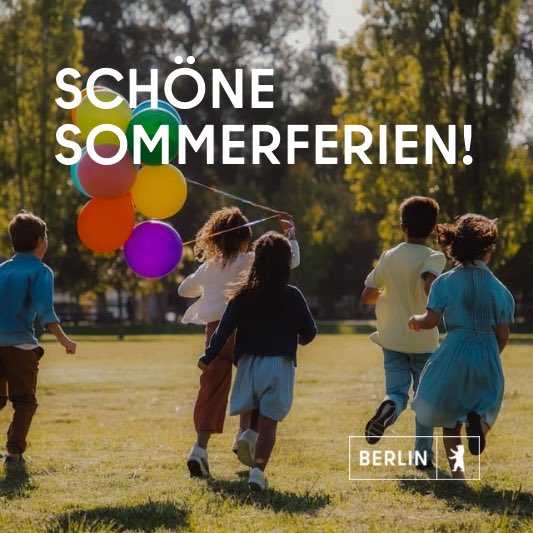 RegBerlin's tweet image. Letzter Schultag - die Ferien sind da! ☀️🥳 Wir wünschen allen Schülerinnen und Schülern in #Berlin einen erholsamen Start in die #Sommerferien. Genießt die freie Zeit, tankt neue Energie – und kommt gesund und motiviert zurück! @SenBJF