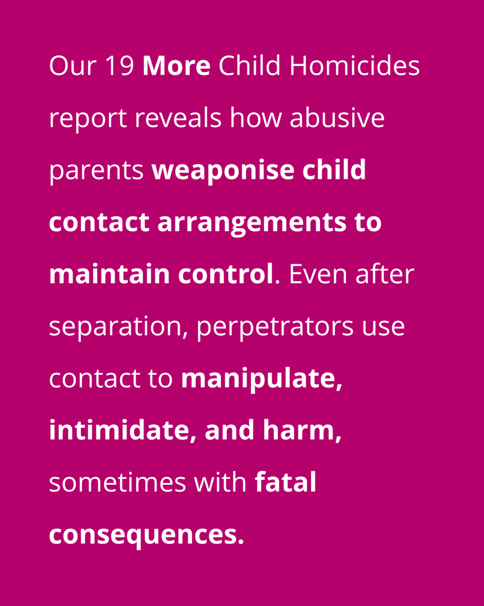 We must prioritise child safety, not parental access. It's time for a whole-system response to stop abuse, not enable it.

Read more about abusers use of coercive control during family courts in our 19 More Child Homicides Report here: womensaid.org.uk/wp-content/upl…