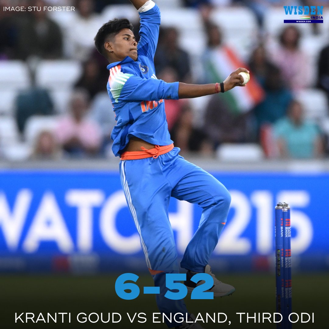 WisdenIndia's tweet image. ICYMI, Kranti Goud became just the third female pacer to pick up an ODI six-wicket haul for India, as she helped her side to a series win on Tuesday 🙌
#ENGvIND