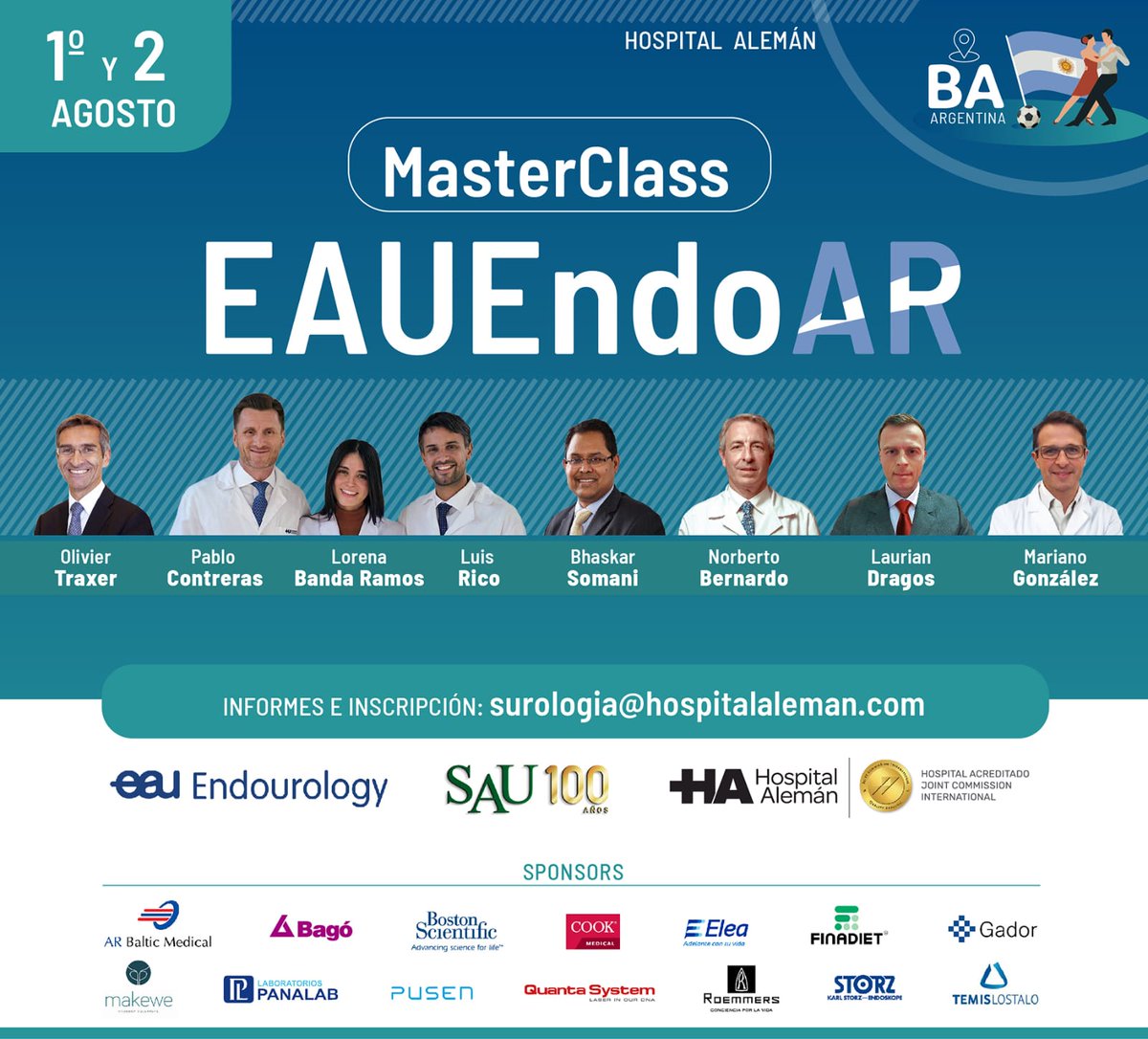 Pablo Contreras (@pabloncontreras) on Twitter photo LATINOS DEL MUNDO 🔥🔥🔥
MasterClass EAUEndoAR🇦🇷
Line Up <a href="/OTRAXER/">Olivier Traxer</a> <a href="/endouro/">Prof Bhaskar Somani</a> <a href="/LaurianDragos/">Laurian Dragos</a> <a href="/BernardoNor9/">Norberto Bernardo</a> <a href="/MSGONZALEZURO/">Mariano Sebastian Gonzalez</a> <a href="/luisrico89/">Luis Rico</a> <a href="/LorenaBanda13/">Lorena Banda</a>
🗓️August 1st. and 2nd. 2025
🏥Hospital Alemán <a href="/HAlemanBsAs/">Hospital Alemán</a> 🇦🇷
Join Us for Sharing Knowledge 📚 + Impressive Networking 🤝 LATINOS DEL MUNDO 🔥🔥🔥
MasterClass EAUEndoAR🇦🇷
Line Up <a href="/OTRAXER/">Olivier Traxer</a> <a href="/endouro/">Prof Bhaskar Somani</a> <a href="/LaurianDragos/">Laurian Dragos</a> <a href="/BernardoNor9/">Norberto Bernardo</a> <a href="/MSGONZALEZURO/">Mariano Sebastian Gonzalez</a> <a href="/luisrico89/">Luis Rico</a> <a href="/LorenaBanda13/">Lorena Banda</a>
🗓️August 1st. and 2nd. 2025
🏥Hospital Alemán <a href="/HAlemanBsAs/">Hospital Alemán</a> 🇦🇷
Join Us for Sharing Knowledge 📚 + Impressive Networking 🤝