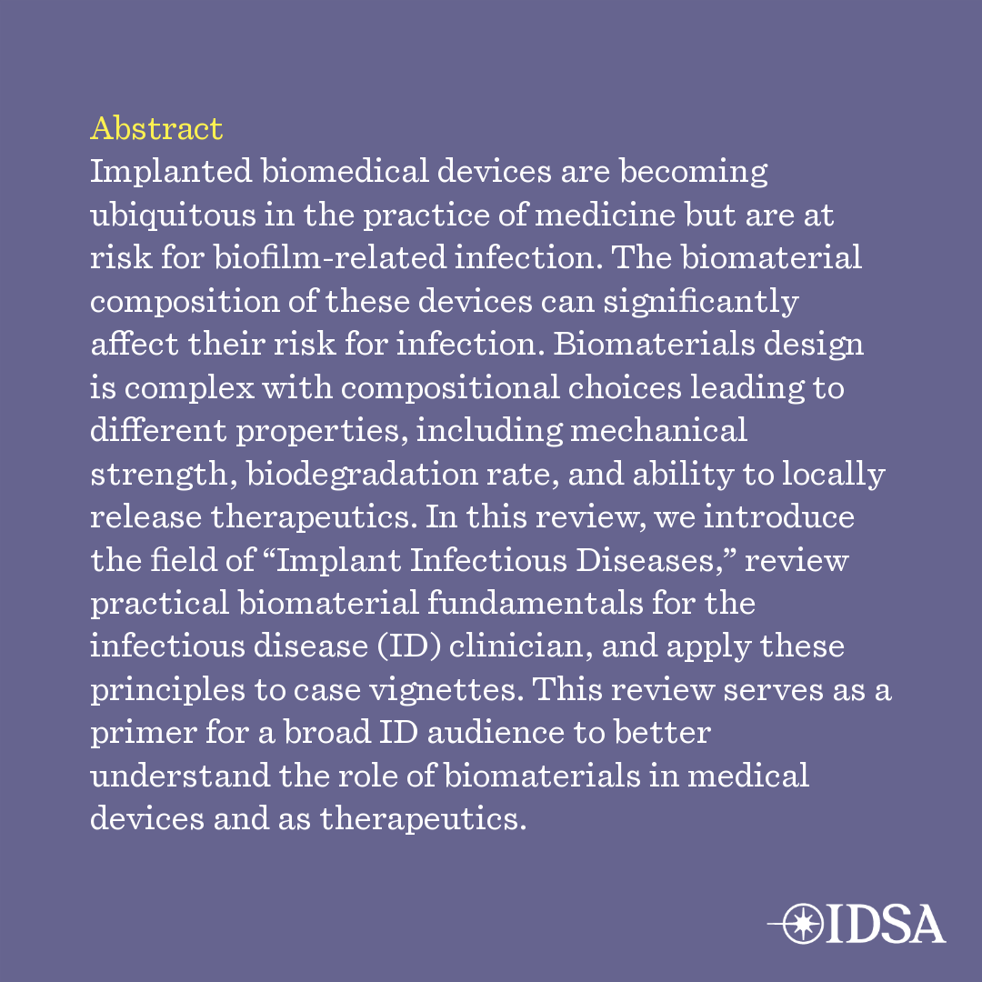 OFIDJournal's tweet image. Implant Infectious Diseases: An Introduction to Biomaterials for ID Physicians
โ
Just Accepted
๐ bit.ly/3TDMh3i