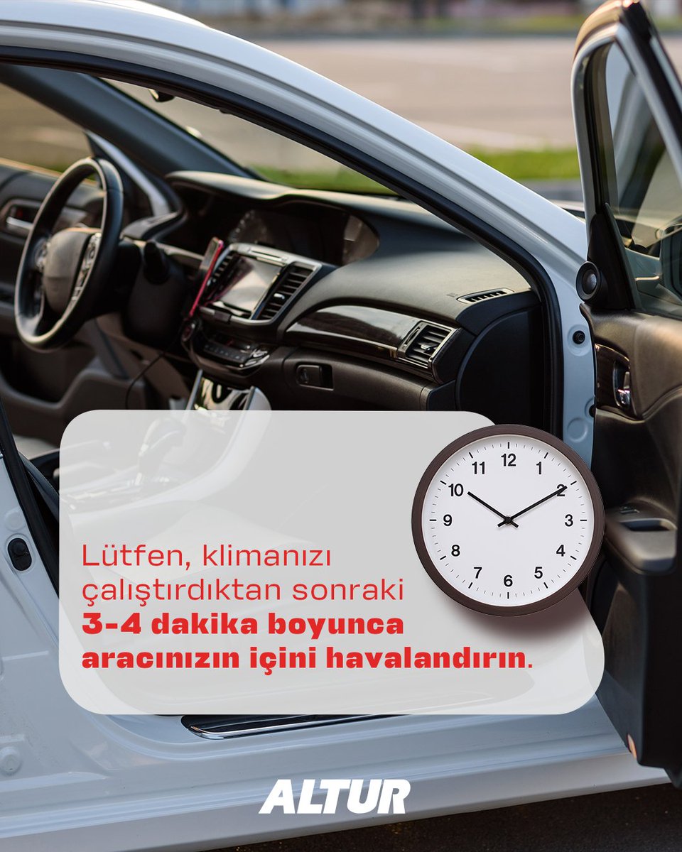 Sıcak havalarda güneş altında bekleyen araçların içerisinde zehirli gazların biriktiğini biliyor muydunuz? Güvenli ve sağlıklı yolculuklar için aracı çalıştırıp klimanızı açtıktan sonra 3-4 dakika boyunca pencerelerinizi açık tutun ve araç içinin havalandırıldığından emin olun.