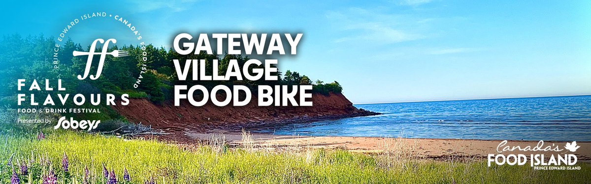 At Gateway Village Food Bike, participants will experience the area’s finest food &amp; beverage providers, enjoy local entertainers, and explore the beautiful PEI countryside while cycling the Confederation Trail from Borden-Carleton to Emerald Junction!

🎟️: tickets.fallflavours.ca/654af43d94dddc…
