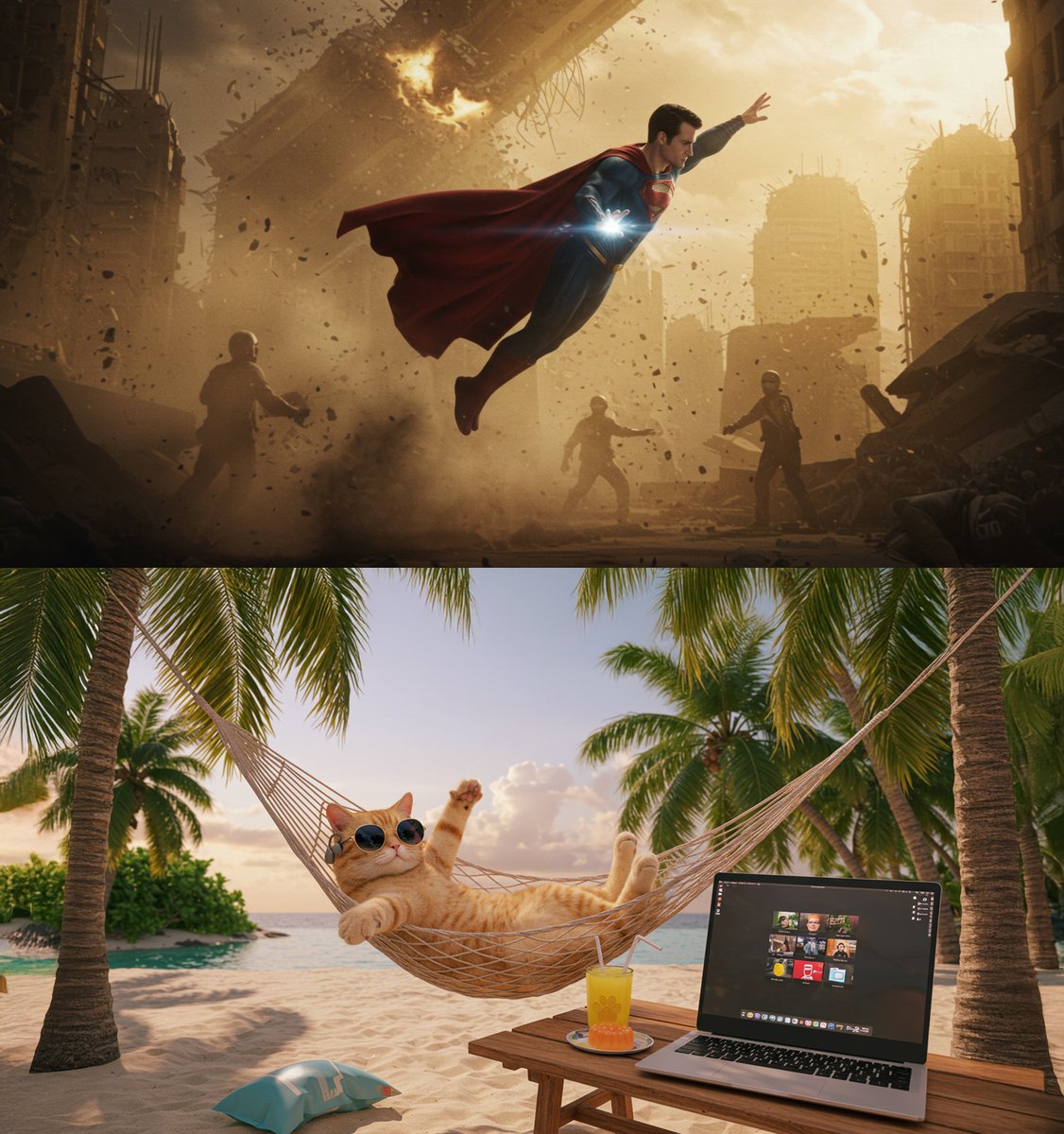 masako_3d's tweet photo. Some are saving the world.
Some are saving energy.
スーパーヒーロー:全人類の希望💥
ネッコ:午後のZoomをどうサボるか思案中🌴😼
#Superman #ZoomLife #WorkFromHammock https://t.co/eiW3dB4x7J