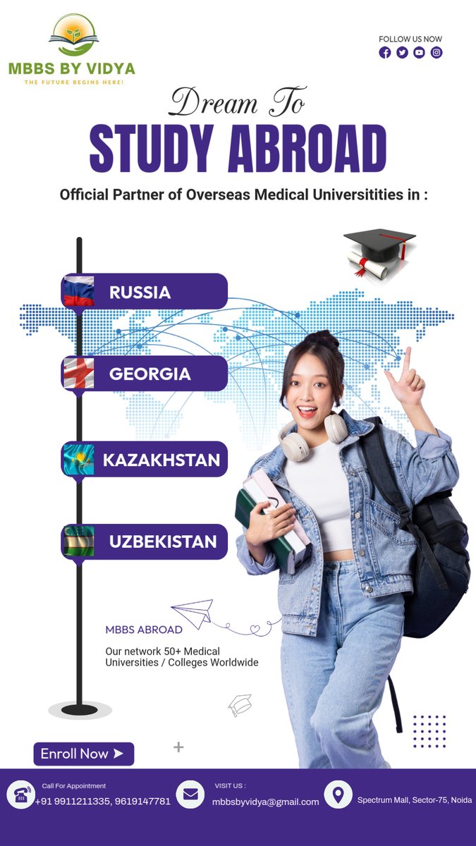 ByMbbs91068's tweet image. 📷 Dream Big with MBBS BY VIDYA – Your Gateway to a Global Medical Career! 📷
Ready to kickstart your journey to becoming a world-class doctor? 📷 MBBS BY VIDYA brings you the golden opportunity to study abroad and excel in the field of medicine! 

#StudyDreams #mbbsbyvidya