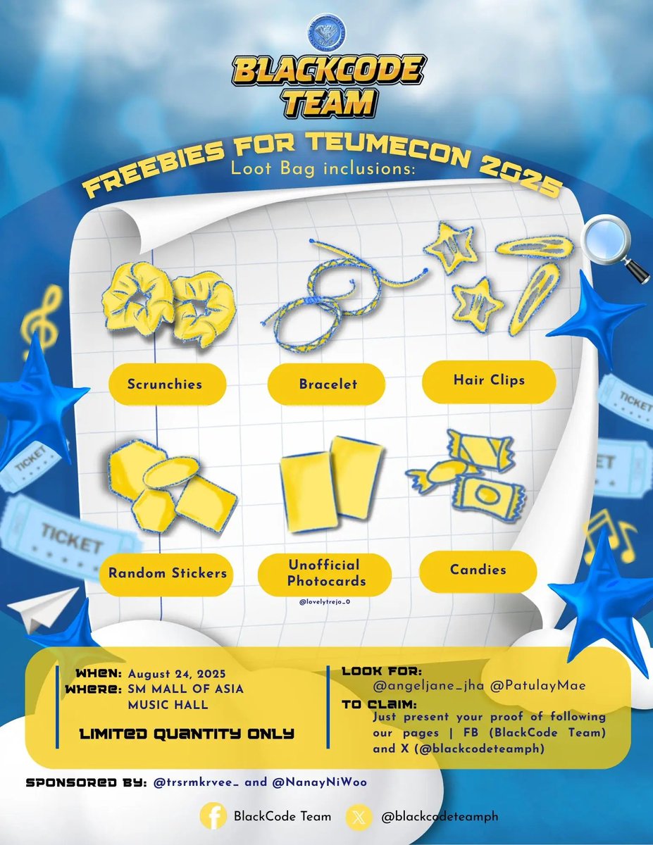 blackcodeteamph's tweet photo. TeumeCon is just around the corner, are you ready?? 👀💎

Kamusta! BCTeam has little freebies for you 💙💛
Just show proof you're following:
FB: BlackCode Team
X: @blackcodeteamph

LOVE WRAPPED IN YELLOW ✨
#PHTeumeCon2025 #TEUMECON #TREASURE
@ygtreasuremaker @treasuremembers https://t.co/pRZ3Nz681U