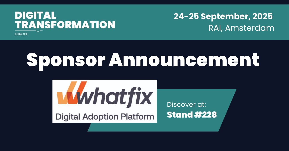 Digital Transformation Week (@digitaltweek) on Twitter photo 🚀 #Whatfix are sponsoring Digital Transformation Expo Europe!
<a href="/whatfix/">Whatfix</a> will be showcasing their GenAI-powered digital adoption platform at Stand 228.
🗣️ Don’t miss their talk on empowering end users for real transformation ROI. #DigitalTransformation
digitaltransformation-week.com/europe/registr… 🚀 #Whatfix are sponsoring Digital Transformation Expo Europe!
<a href="/whatfix/">Whatfix</a> will be showcasing their GenAI-powered digital adoption platform at Stand 228.
🗣️ Don’t miss their talk on empowering end users for real transformation ROI. #DigitalTransformation
digitaltransformation-week.com/europe/registr…