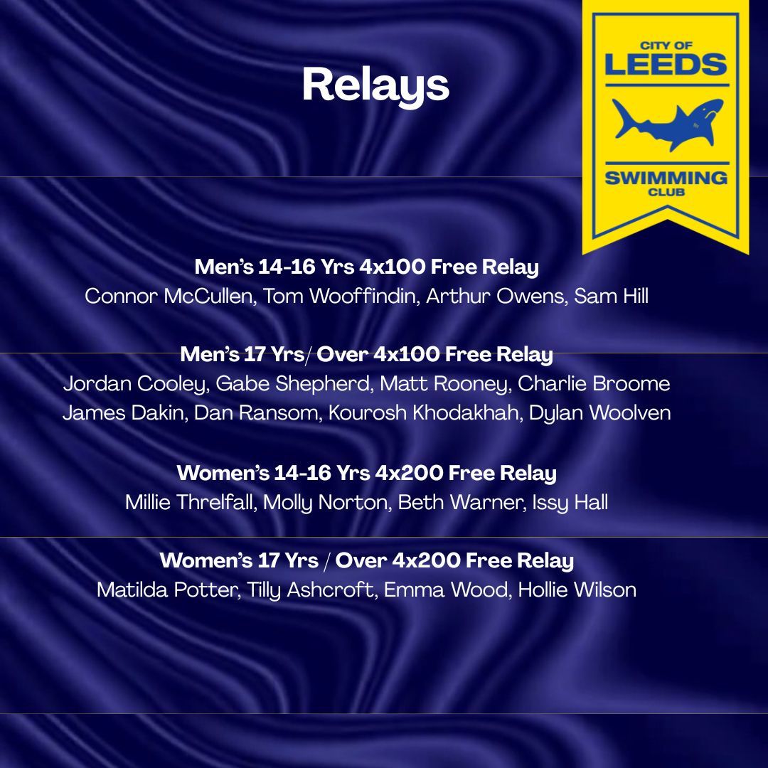leeds_swimming's tweet photo. Relay fire incoming 🔥
Men’s 4x100 Free and Women’s 4x200 Free — teams are prepped, primed, and ready to bring the heat.
No quiet swims here. Let’s make a statement.
#RelayReady #NextGenChamps #TeamLeeds #AboveAllATeam #LeedsCityCouncilSTS
#SEPerformanceCentre 🏴 https://t.co/C04muTr8Zo