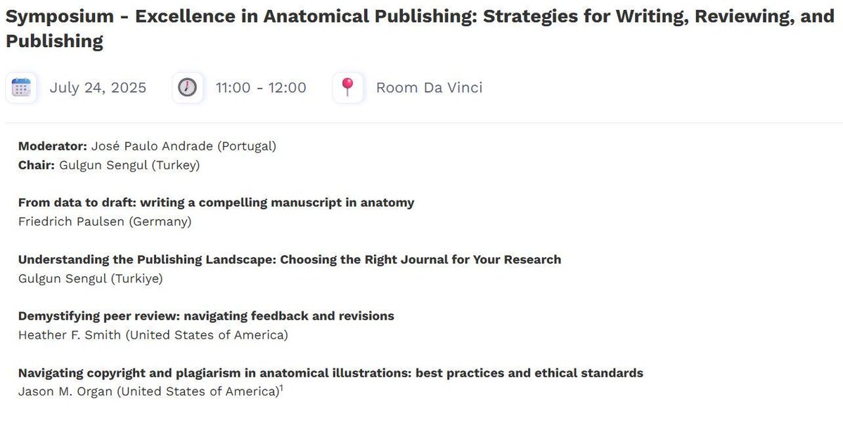 AnatRecord's tweet image. If you're attending the International Symposium for Morphological Sciences this week, don't miss our exciting sessions!
Details in the below aimages and at isms2025.org/program/detail…