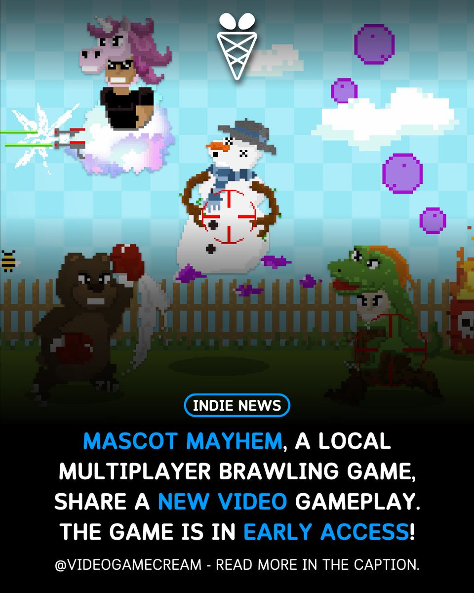 VideoGameCream's tweet photo. Mascot Mayhem, a local multiplayer brawling game, share a new video gameplay. The game is in Early Access! https://t.co/rJ5gDMmls7 @ItsMascotMayhem https://t.co/EvBhtmbwdB