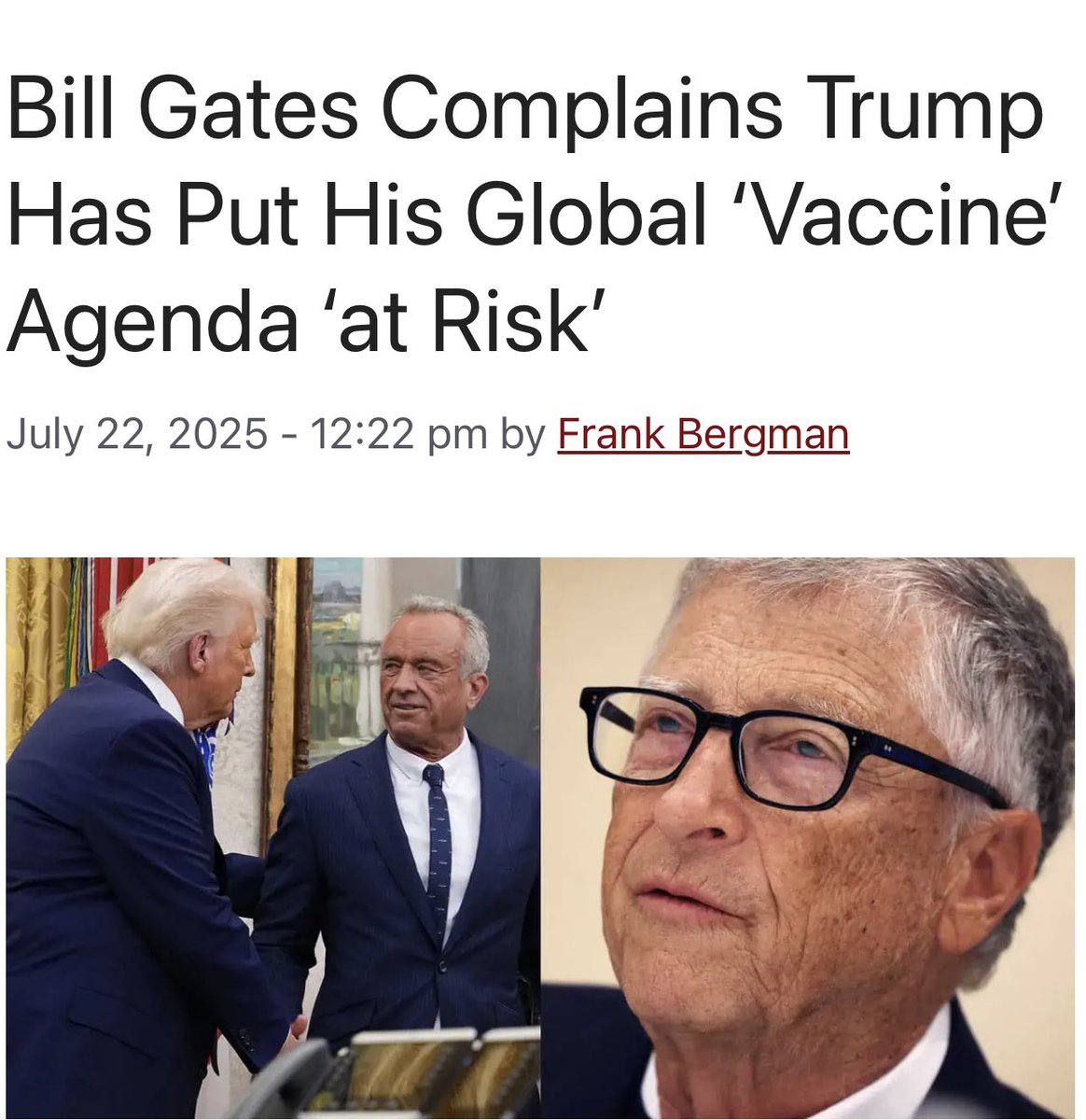 Billionaire Bill Gates has accused President Donald Trump’s administration of putting his global “vaccination” agenda “at risk” by cutting off taxpayer funding for his organization GAVI, the Vaccine Alliance.

In a dramatic move that has sent shockwaves through the global