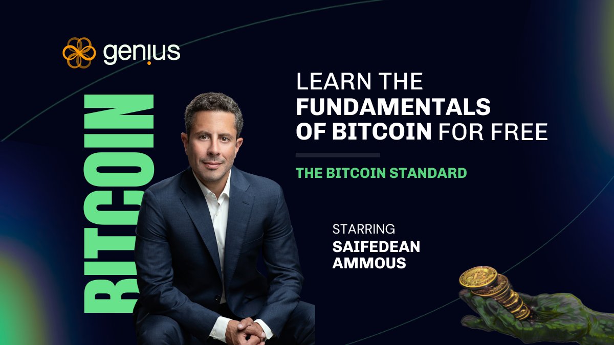 geniusacademyai's tweet image. We are humbled and excited to announce a partnership with renowned economist Saifedean Ammous @saifedean for the free Microcourse,
"The Bitcoin Standard", which is a fantastic opportunity for you to master Bitcoin fundamentals. What’s more, you can earn GEMs and redeem them for…