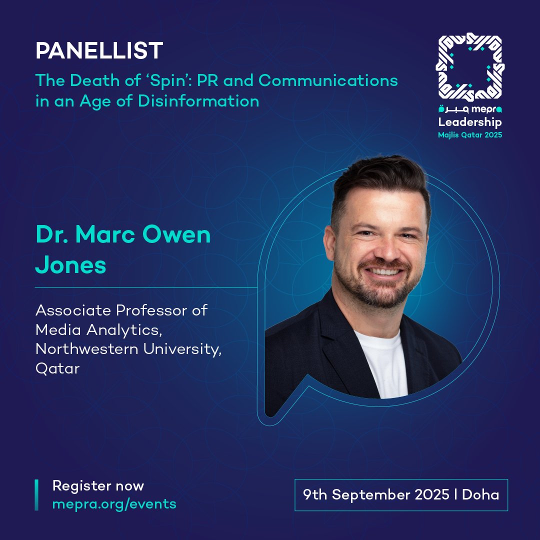 marcowenjones's tweet image. I'm thrilled to be speaking at the 2025 MEPRA Qatar Leadership Majlis under the theme 'Outlook for PR in the Middle East.'
🗓️ Date: 9th September 2025
📍 Location: Doha, Qatar
⏰ Time: 2:30 PM - 6:00 PM Local Time
Join me and other industry leaders as we explore the…