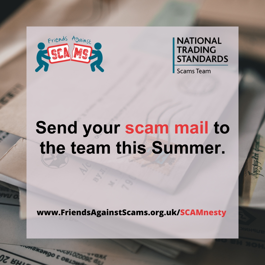 ❓ Did you know that scam mail is mainly targeted at those over 65?

If you have family, friends or work with people 65+, chat with them about scams and take a look together at some examples on the Friends Against Scams website ➡️ friendsagainstscams.org.uk/scamnesty 

#SCAMnesty #ScamAware