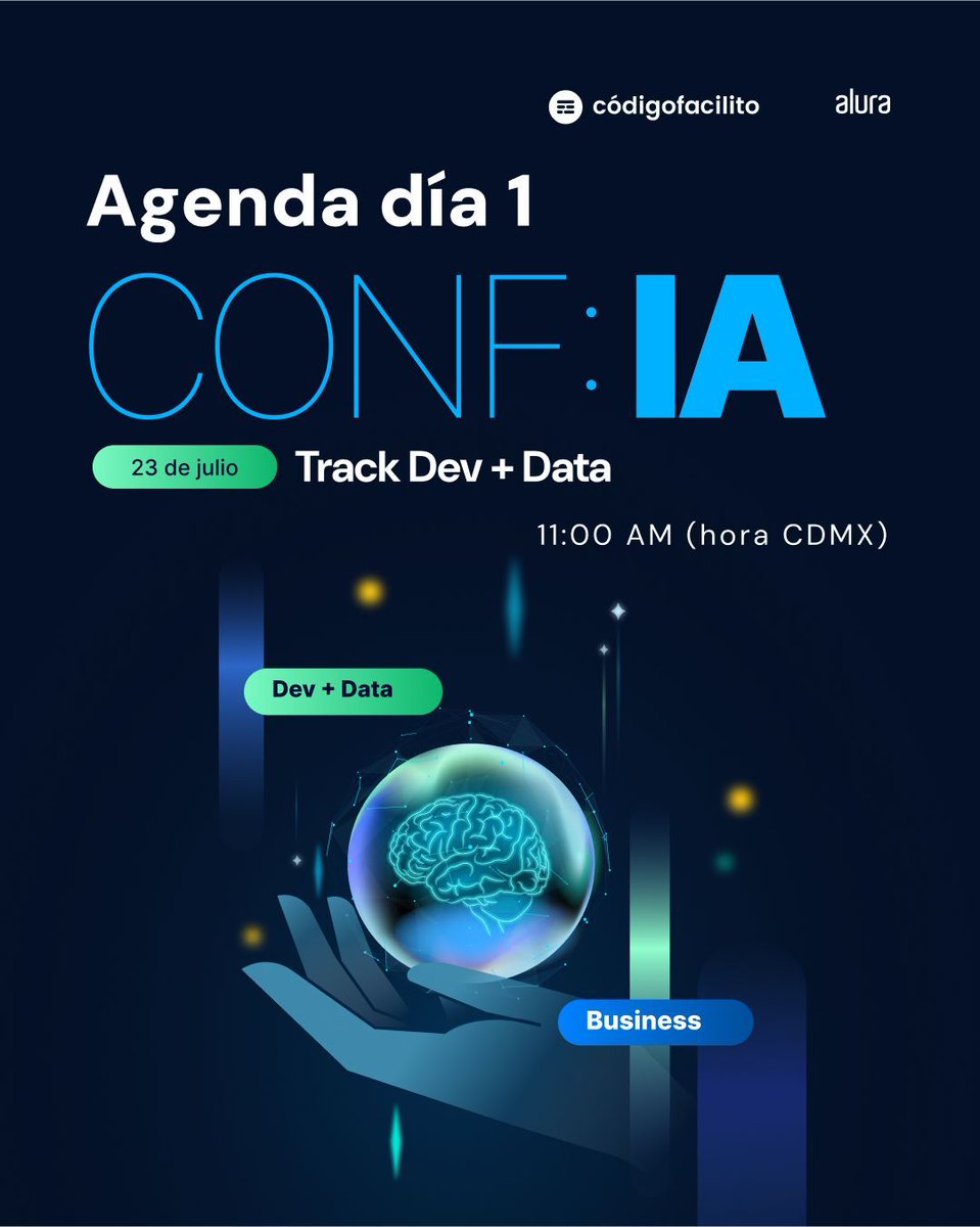 codigofacilito's tweet image. ¡ES HOY! codigofacilito.com/conf-ia
Conoce como la IA está transformando empresas, equipos y carreras.
🔥CONF:IA y descubre como líderes de tecnología, RRHH y negocios están aplicando la IA en el mundo real.
Aún estás a tiempo de sumarte.
📅 23 y 24 de julio
💻 100% online y…