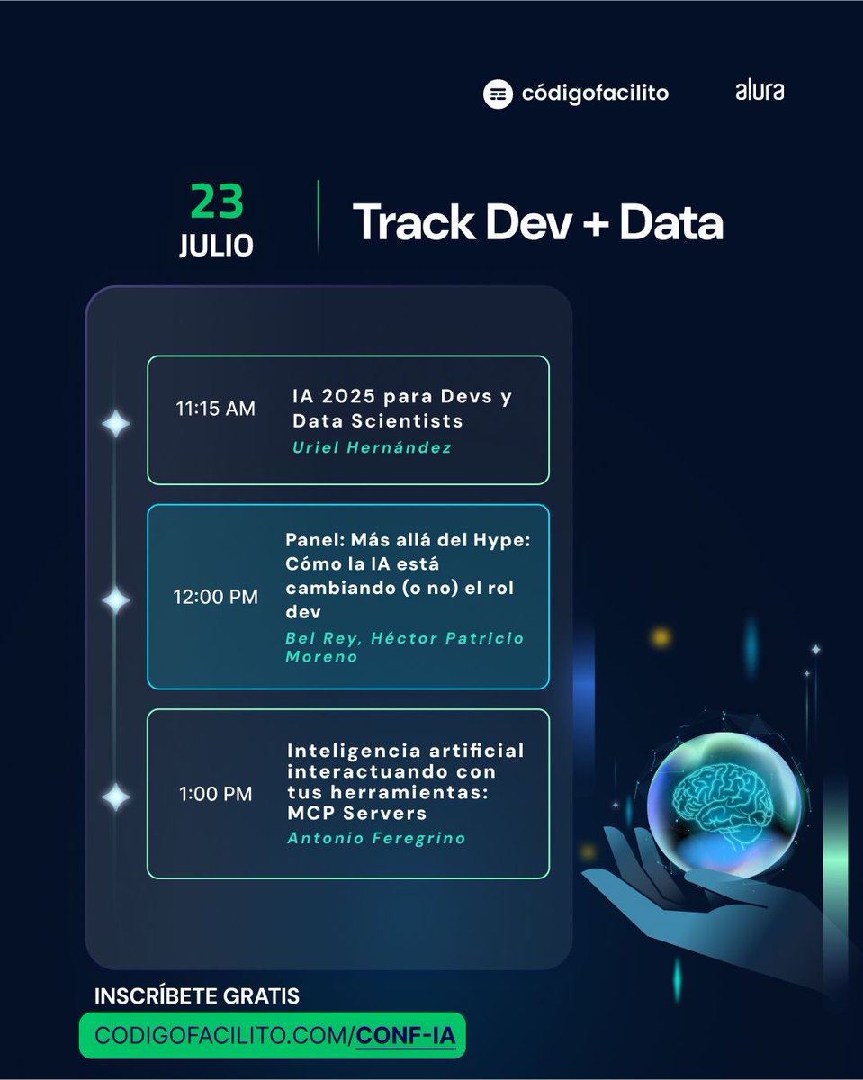 codigofacilito's tweet image. ¡ES HOY! codigofacilito.com/conf-ia
Conoce como la IA está transformando empresas, equipos y carreras.
🔥CONF:IA y descubre como líderes de tecnología, RRHH y negocios están aplicando la IA en el mundo real.
Aún estás a tiempo de sumarte.
📅 23 y 24 de julio
💻 100% online y…