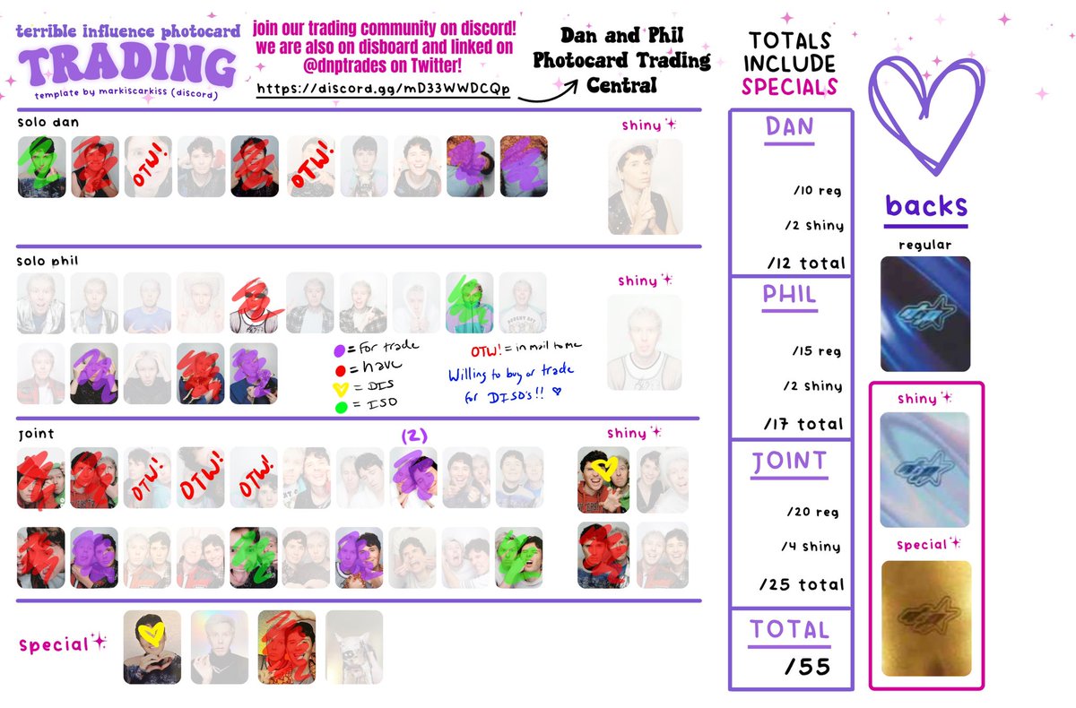 lio_latte's tweet image. updated ISO list for dan and phil trading cards!! i added some more to my ISO lol but my DISO’s are still priority— willing to buy them or trade multiple cards!!
in US, will trade everywhere!
(whited out cards i will trade for but my priority is my ISO and DISO &lt;3)