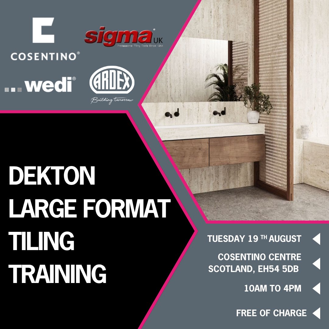 ARDEXUKTiling's tweet image. Tiler or contractor from #Edinburgh or #Scotland and interested in bettering your skills and knowledge of installing large format tiles and panels?

Get your knowledge updated at Cosentino Scotland on 19th August.

Sign up@ ow.ly/M7l650Wp4C7

 #TilingTraining #Tiles
